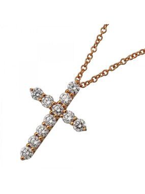 Tiffany & Co Necklace Small Cross 18k Pink Gold Diamond